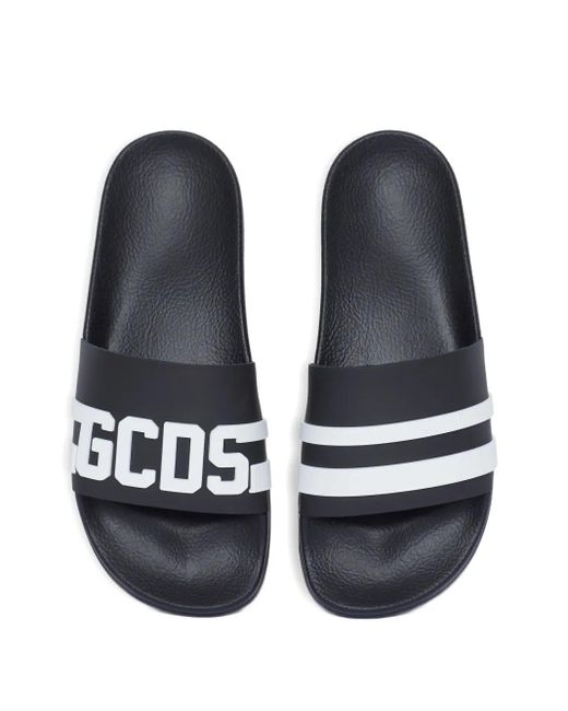 Gcds Blue Logo-Embossed Pool Slides for men