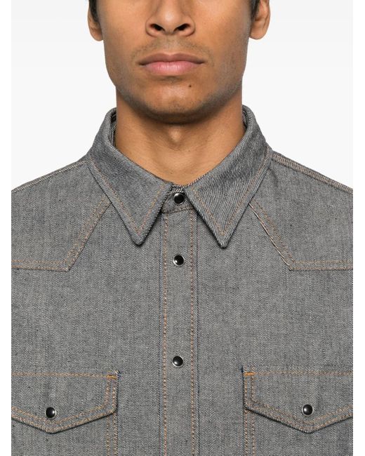 MM6 by Maison Margiela Gray Rinsed Denim Shirt for men