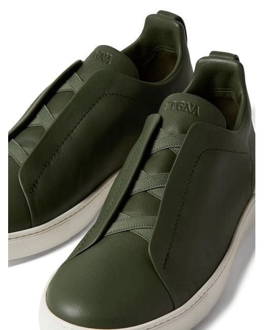 Zegna Green Triple-Stitch Sneakers for men