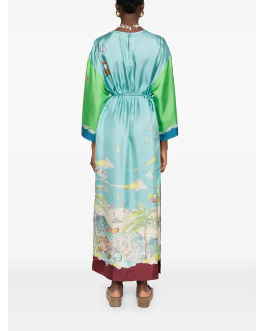 Vestido midi Daria de seda con estampado gráfico ALÉMAIS de color Green