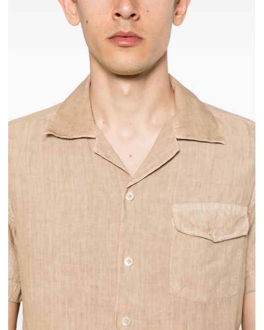 Eleventy Natural Short-Sleeve Linen Shirt for men