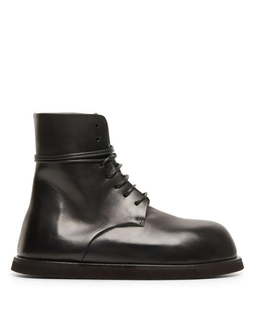 Marsèll Black Gigante Round-Toe Leather Boots