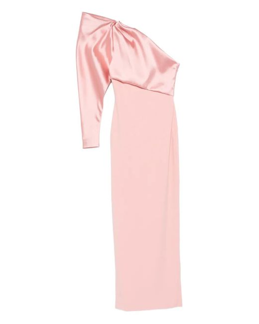 Solace London Pink Tally Panel-Sleeve Maxi Dress