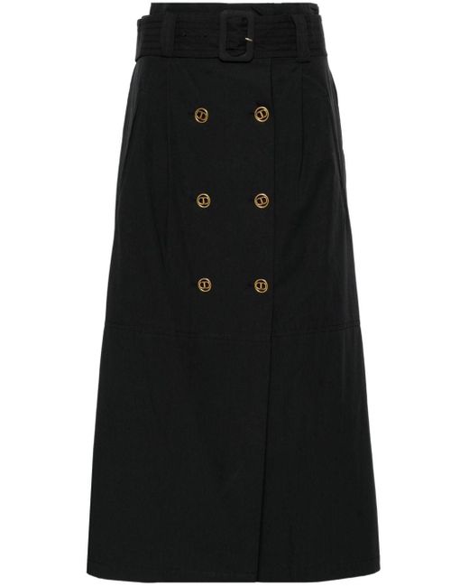 Falda midi recta con doble botonadura Twin Set de color Black