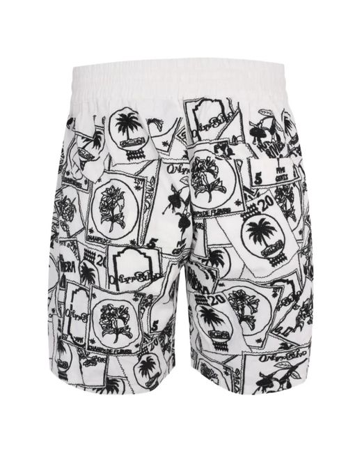 Only the Blind White Printed Drawstring Shorts for men