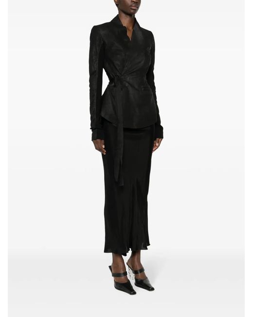 Rick Owens Black Jacket With Crackle Effect
