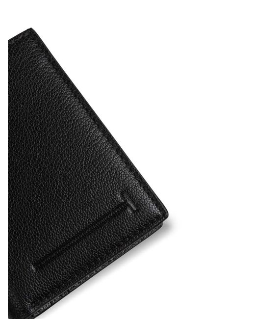 Tom Ford Black Embossed-Logo Foldable Leather Cardholder for men