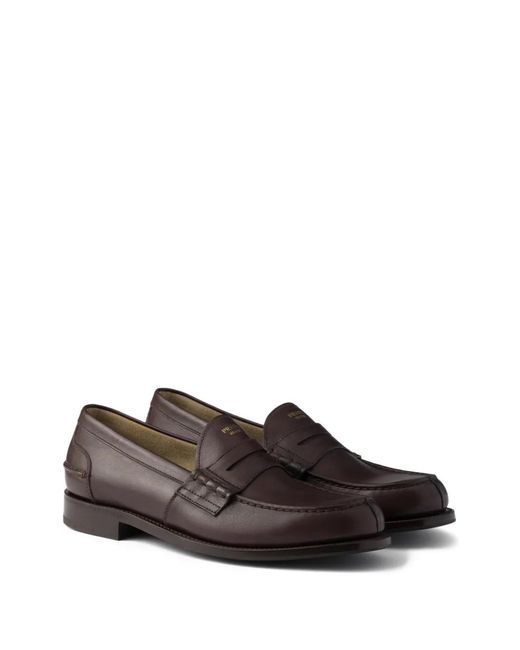 Prada Brown Leather Loafers for men