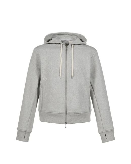CEDARWOOD Gray Logo-Embroidered Zip-Up Hoodie for men