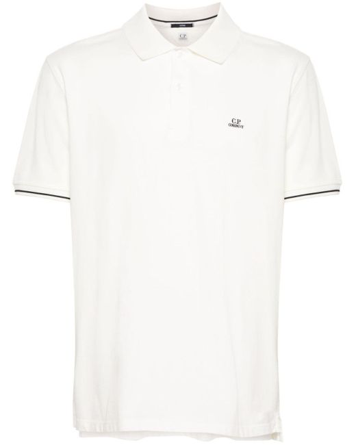 C P Company Pikee-Poloshirt mit Logo-Patch in White für Herren