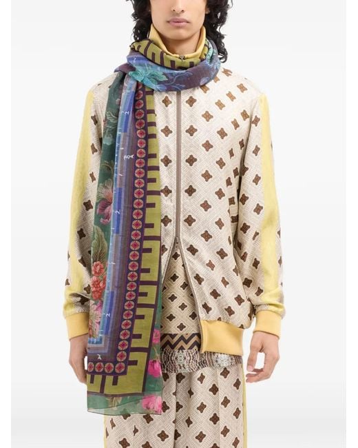 Pierre Louis Mascia Gray Hawnbci Floral-Print Shawl Scarf