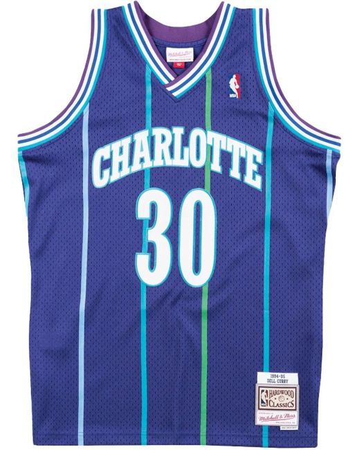 メンズ Mitchell & Ness 1994-1995 Hardwood Classics Dell Curry Charlotte Hornets ジャージ Blue