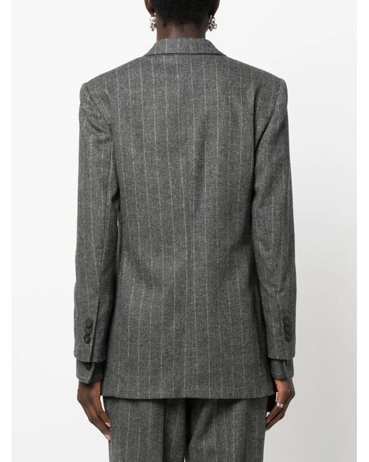 Emporio Armani Gray Pinstripe-Pattern Single-Breasted Blazer