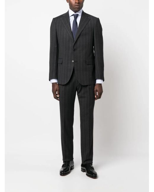 Corneliani Black Pinstripe-Pattern Single-Breasted Suit for men