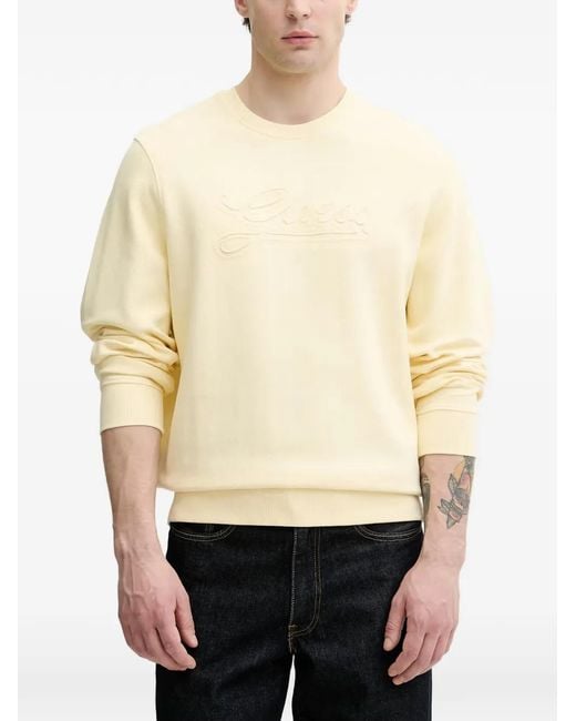 Guess Natural Embroidered Logo Sweatshirt for men
