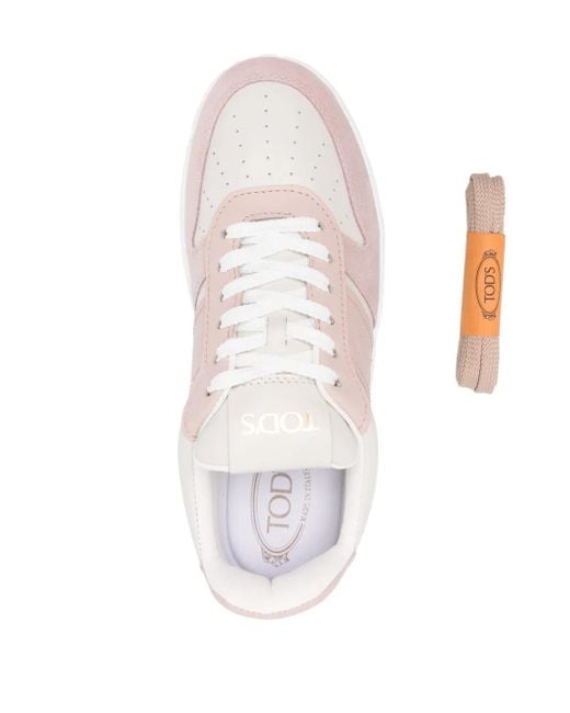 Tod's Pink Leather Platform Sneakers