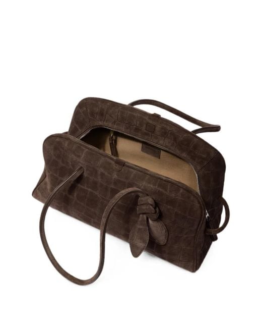 Jacquemus Brown Turismo Tote Bag With Crocodile Embossing And Knot Detailing