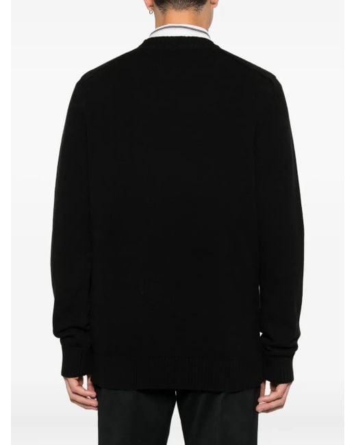 Lyle & Scott Black Ribbed Crewneck Sweater for men