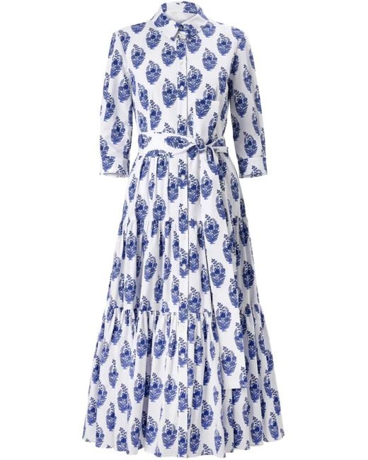 Carolina Herrera フローラル スカートドレス Blue