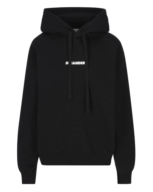 Jil Sander Black Hoodie mit Kordelzug