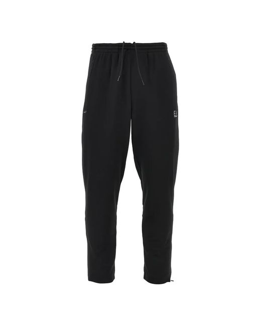 EA7 Black Logo-Print Drawstring Track Pants for men