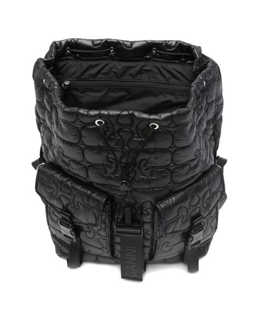 Ganni Black Quilted Nylon Backpack
