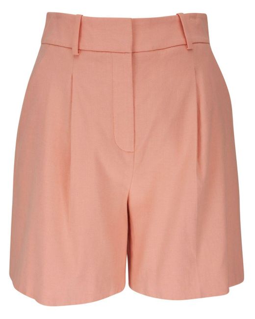 Veronica Beard Pink Noemi Linen-blend Tailored Shorts