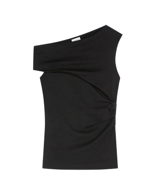 Dries Van Noten Black Off-Shoulder Jersey Top