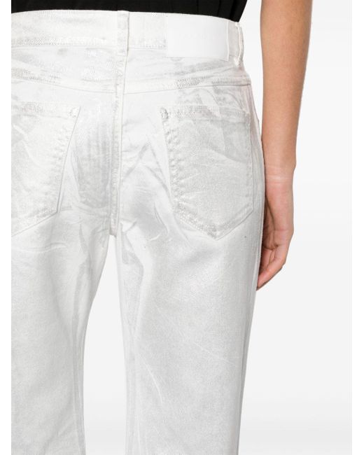 P.A.R.O.S.H. White Metallic-finish Mid-rise Jeans