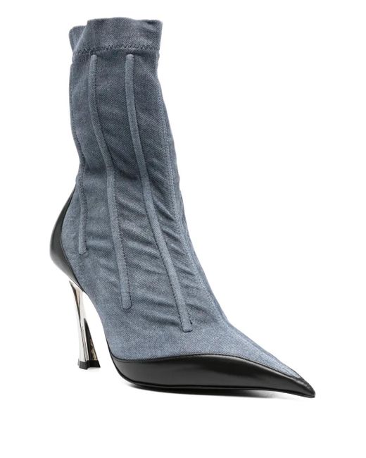 Mugler Blue 110Mm Pointed-Toe Ankle Boots