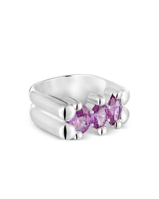 Anello A Fascia Bear Lgg Con Zaffiro di Tous in White