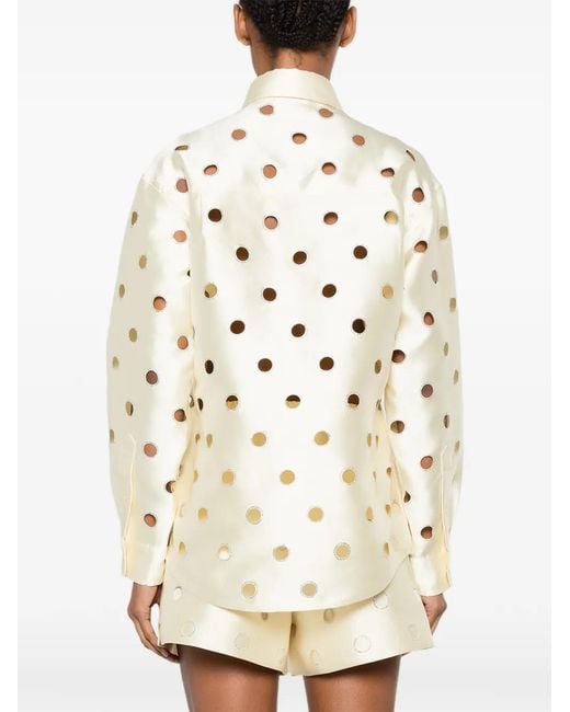 Sandro White Rhinestone-Embellished Cut-Out Shirt