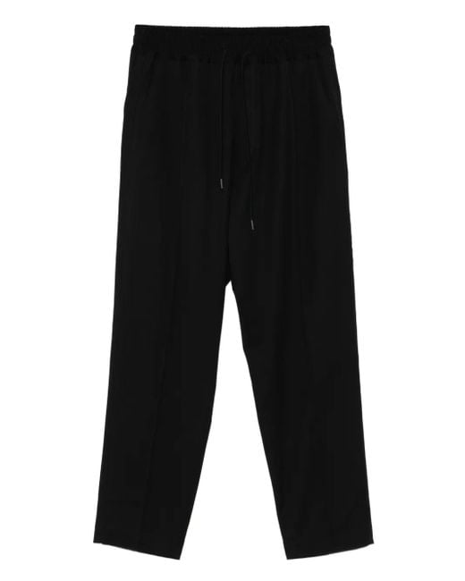 Isabel Benenato Black Drawstring Wool Trousers for men
