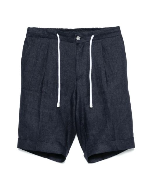 メンズ Barba Napoli リネン ショートパンツ Blue