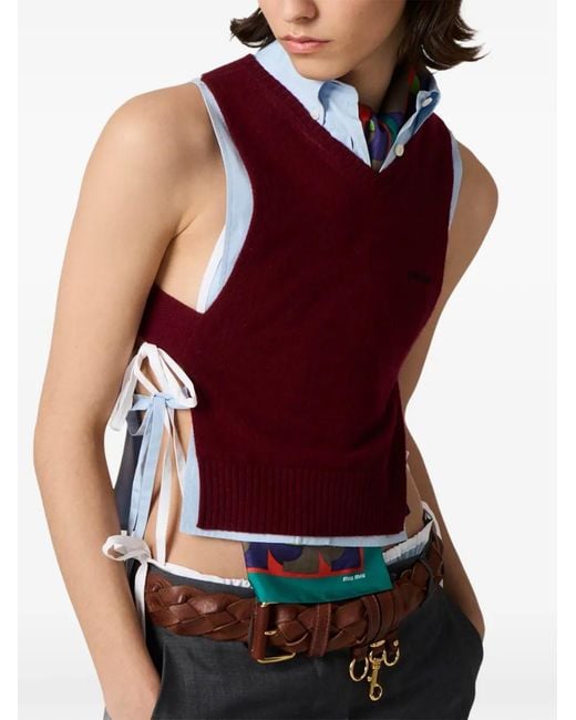 Miu Miu Red Cashmere Knit Vest