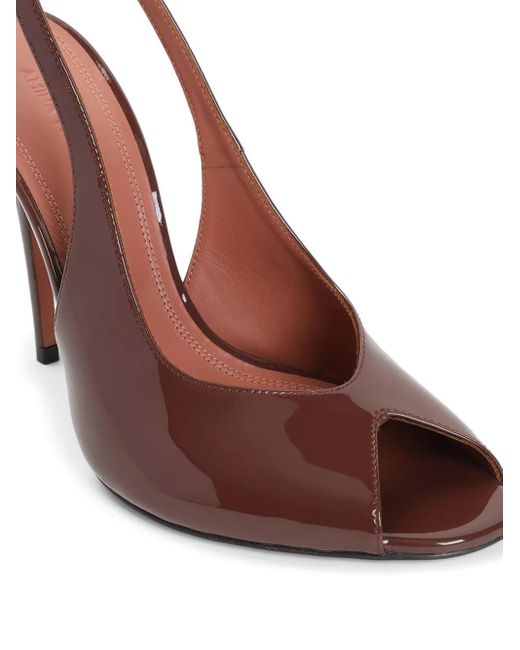 AMINA MUADDI Brown Chocolate Patent Leather Kristina 105 Sling