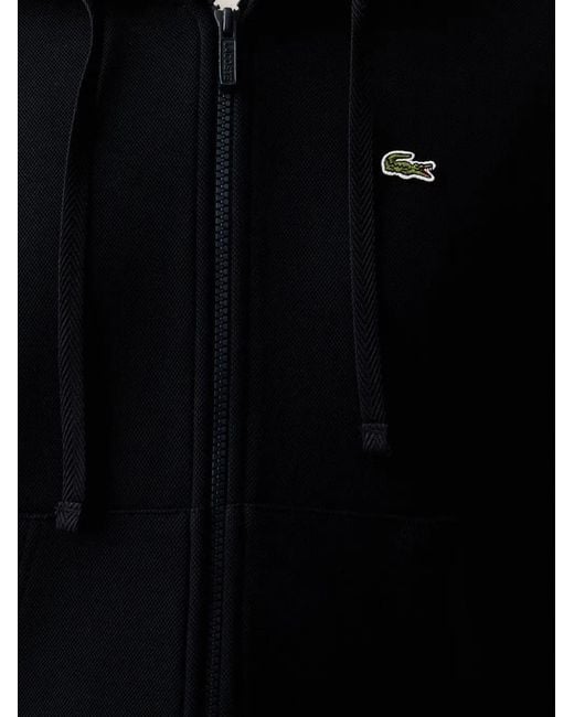 Lacoste Black Logo-Patch Zip-Up Hoodie