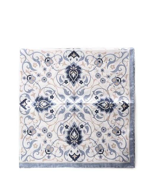 Eleventy Gray Geometric-Print Scarf for men