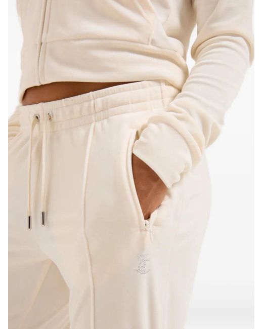 Juicy Couture White Diamanté Velour Track Pants