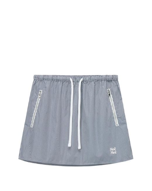 Mini Cream Blue Drawstring Mini Skirt