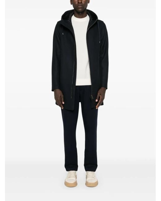 Herno Blue Virgin Wool Blend Coat for men