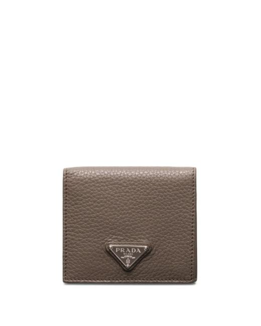 Prada Brown Enamel Triangle-Logo Wallet for men