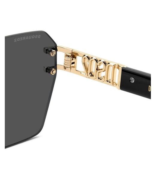 DSquared² Gray Logo-Plaque Geometric Sunglasses for men