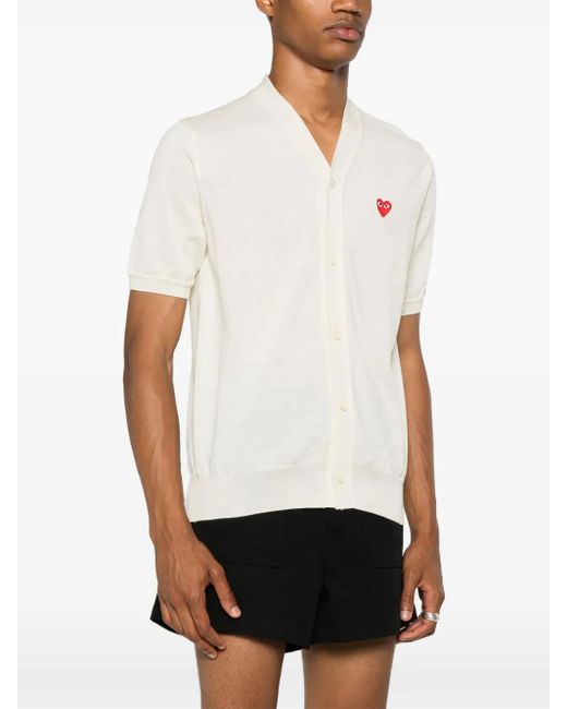 COMME DES GARÇONS PLAY White Logo-Patch Short-Sleeve Cardigan