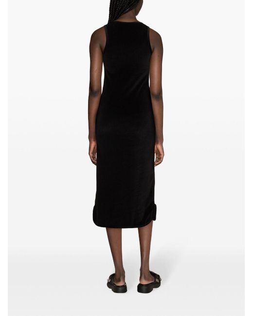 Jil Sander Fluwelen Mini-jurk Met Geborduurd Logo in het Black