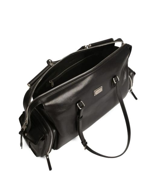 Dolce & Gabbana Black Vittoria Zip Pocket Tote Bag