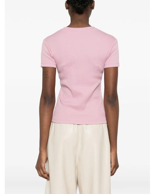 Nanushka Pink Slim Fit Cropped T-Shirt