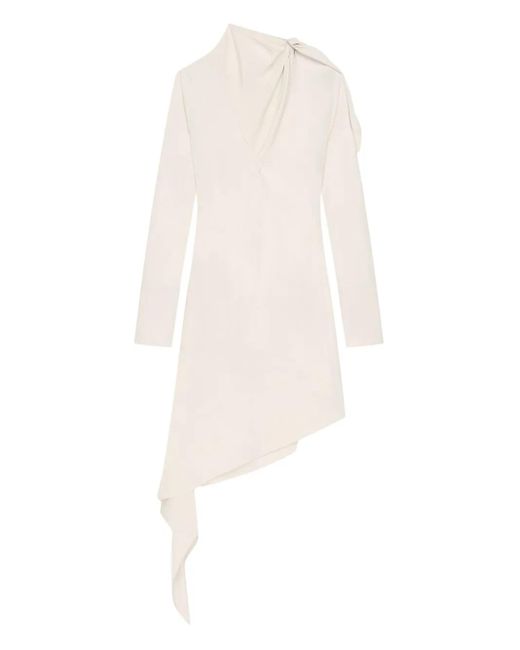 Courreges Asymmetrische Jurk Met Lange Mouwen in het White