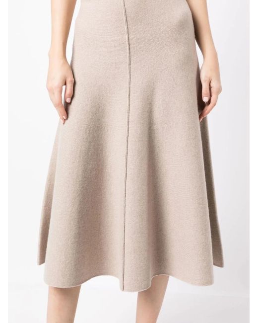 Pringle of Scotland White Fine-Knit Midi Skirt