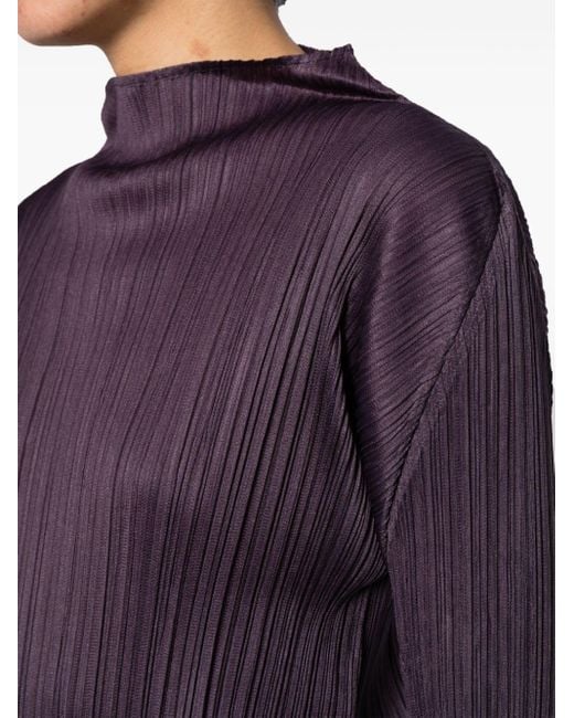 Pleats Please Issey Miyake Purple Pleated Long-sleeve Top